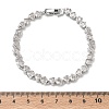 Heart Brass Micro Pave Clear Cubic Zirconia Link Chain Bracelets for Women BJEW-C156-07C-P-5