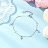 304 Stainless Steel Cross Link Chain Anklets AJEW-AN00739-01-1