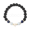 Natural Lava Rock & Lapis Lazuli & Dyed Quartz Round Beads Stretch Bracelets for Women BJEW-JB12789-01-2