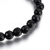 Natural Black Agate(Dyed & Heated) Stretch Bracelets BJEW-F354-21-5