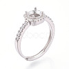 Rhodium Plated 925 Sterling Silver Micro Pave Cubic Zirconia Engagement Solitaire Adjustable Ring Settings STER-T008-13P-1