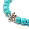 Round Synthetic Turquoise & Natural Lava Rock Stretch Bracelet BJEW-JB07470-05-4