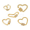 5Pcs 5 Style Brass Micro Pave Clear Cubic Zirconia Screw Carabiner Lock Charms ZIRC-TA0002-17-3