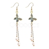 Brass Micro Pave Cubic Zirconia Dangle Earrings EJEW-JE04264-1