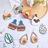 24Pcs 12 Style Single Face Printed Basswood Big Pendants WOOD-SZ0001-28-5