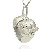 Silver Color Plated Brass Hollow Heart Cage Pendants KK-J241-02S-2