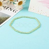 Faceted Rondelle Natural Peridot Beads Stretch Bracelets BJEW-JB06383-05-3