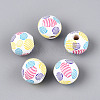 Spray Painted Schima Wood Beads WOOD-T032-37A-1