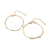 304 Stainless Steel Paperclip & Satellite Chains Bracelet Set X-BJEW-JB06523-1