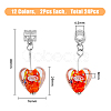 24Pcs 12 Colors Handmade Luminous Lampwork European Dangle Charms PALLOY-AB00087-2