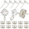 12Pcs Diamond Shape Brass Micro Clear Cubic Zirconia Stud Earring Findings KK-BBC0012-75-1