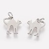 Non-Tarnish 201 Stainless Steel Kitten Pendants STAS-S105-T465S-2