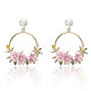 Ring with Flower Alloy & Rhinestone & Polymer Clay Stud Dangle Earrings FS-WGDD86E-04-1