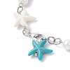 Synthetic Turquoise Starfish Link Bracelets for Women BJEW-JB12469-03-4