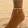 Elegant Brass & Imitation Pearl Double Layer Clover Pendant Anklets for Women's Fashion Style KI5971-2