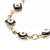 Enamel Rhombus with Evil Eye Link Chains Bracelet BJEW-P271-03G-04-2