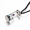 Glass Wishing Bottle Leather Cord Pendant Necklaces NJEW-Z009-A-3