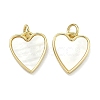Natural Shell Pendants Brass Heart Charms KK-D229-17G-1