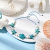 Turtle & Starfish Dyed Synthetic Turquoise Slider Bracelets BJEW-JB10279-02-4