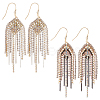 2 Pairs 2 Colors Natural Pearl Beaded & Rhinestone Chains Tassel Earrings EJEW-AN0004-23-1