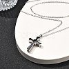 304 Stainless Steel Black Enamel Cross Urn Ashes Necklaces STAS-Z106-05P-3