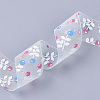Flower Pattern Printed Polyester Organza Ribbons ORIB-Q034-04-3