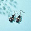 Synthetic Turquoise Skull with Wings Dangle Earrings EJEW-JE04944-03-3