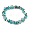 Synthetic Turquoise Chip & Cuboid Beaded Stretch Bracelets for Women BJEW-JB10808-06-1