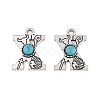 Synthetic Turquoise & Alloy Pendants PALLOY-H146-01AS-X-1