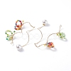Glass Beaded Butterfly Cuff Earrings with Acrylic Pearl EJEW-JE04828-5