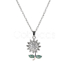 Brass Crystal Rhinestone Sunflower Pendant Necklaces JV9575-3