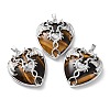 Natural Tiger Eye Heart Pendant Rhinestone Settings G-K339-01P-03-1