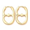Rack Plating Brass Oval with Heart Hoop Earrings EJEW-D064-09G-1