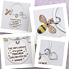 Teachers' Day Alloy Enamel Bee Pendant Keychain KEYC-WH0032-49-6