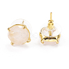 Natural Rose Quartz Stud Earrings EJEW-L196-05F-2