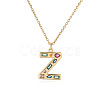 Brass Pave Colorful Cubic Zirconia Initial Pendant Necklaces for Women FS-WG02860-26-1