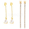 8Pcs 2 Style Brass Ear Nuts with Crystal Rhinestone Tassel KK-SC0003-14-1