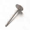 Tarnish Resistant 304 Stainless Steel Flat Round Blank Peg Stud Earrings Findings STAS-F075-39C-2