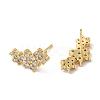 Rack Plating Brass Heart Stud Earrings with Cubic Zirconia EJEW-D061-50G-2