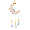 Natural Rose Quartz Chips Moon Pendant Decoration DJEW-PW0019-13B-1