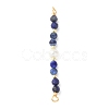Faceted Round Natural Lapis Lazuli & Kyanite & Potato Natural Cultured Freshwater Pearl Beaded Connector Charms PALLOY-JF03531-02-1