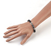 Natural Lava Rock and Black Agate(Dyed) Stretch Bracelets BJEW-JB04006-04-3
