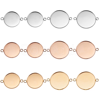 12Pcs 6 Style 304 Stainless Steel Cabochon Connector Settings STAS-SZ0001-42-1