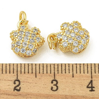 Rack Plating Brass Micro Pave Clear Cubic Zirconia Charms KK-Z067-23G-07-1