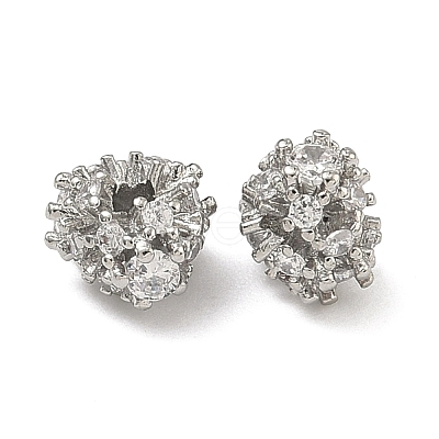 Brass Clear Cubic Zirconia Beads KK-D228-23P-1