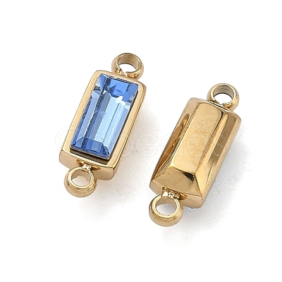 Birthstone 304 Stainless Steel Rhinestone Connector Charms STAS-L022-576G-09-1