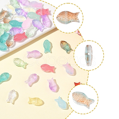 50Pcs Transparent Spray Painted Glass Beads GLAA-FS0002-06A-1