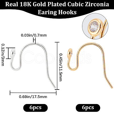 12Pcs 2 Colors Brass Earring Hooks FIND-BBC0002-68-1