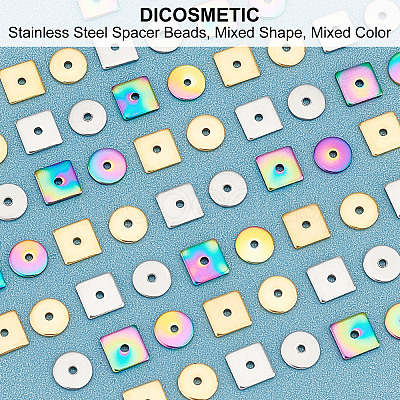 60Pcs 6 Style Ion Plating(IP) 304 Stainless Steel Spacer Beads STAS-DC0004-97-1