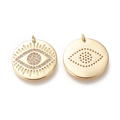 Brass Micro Pave Clear Cubic Zirconia Pendants KK-M209-10G-1